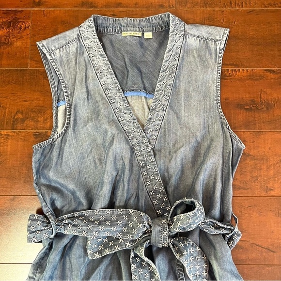 ANTHROPOLOGIE Holding Horses Stitched Chambray Vest Tie Waist Size Small - Picture 5 of 15